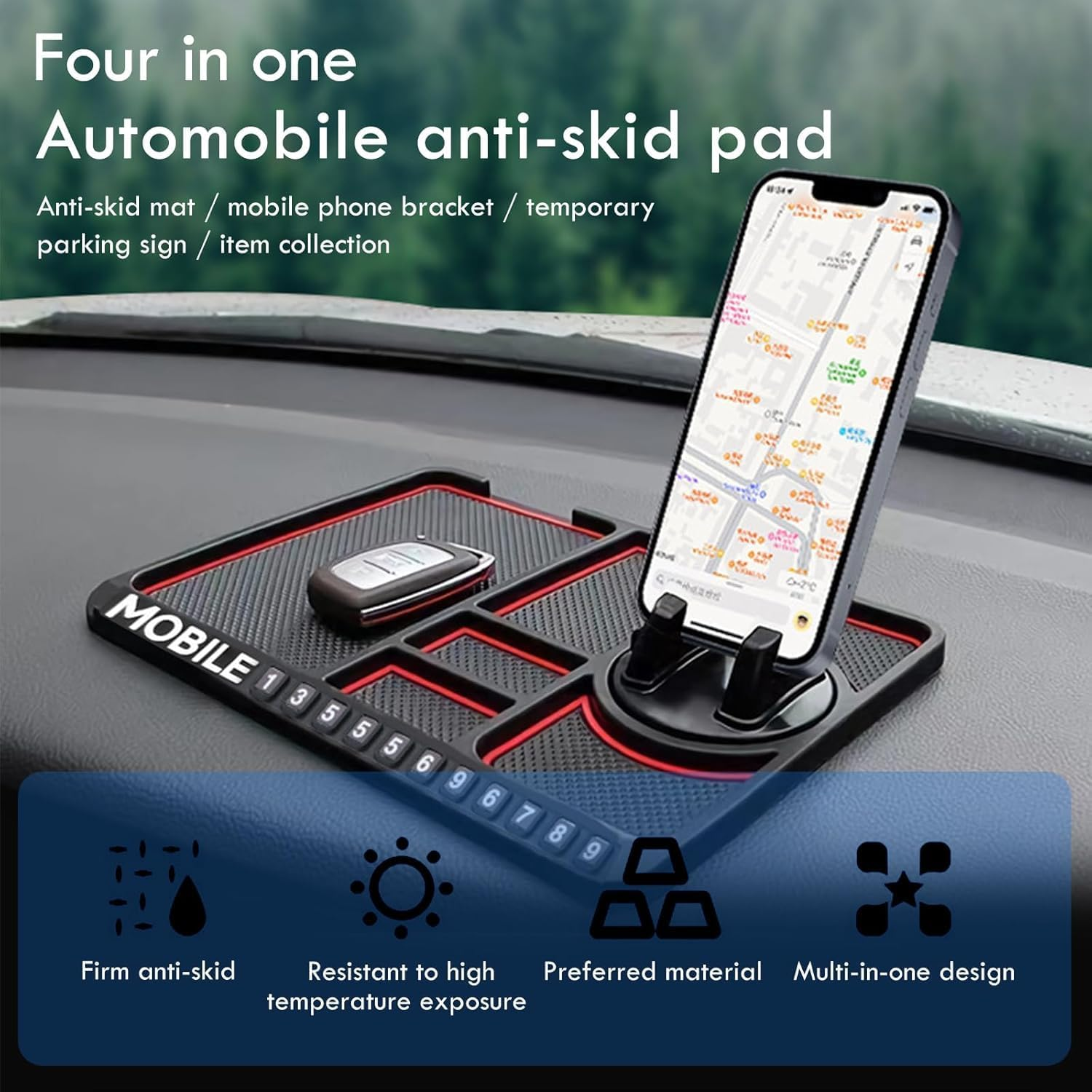 DashGrip: Anti-Slip Dashboard Mat & Universal Smartphone Holder for Cars, Non-Slip Silicone Phone Mount with Secure Grip for Car Interior Dashboard Use