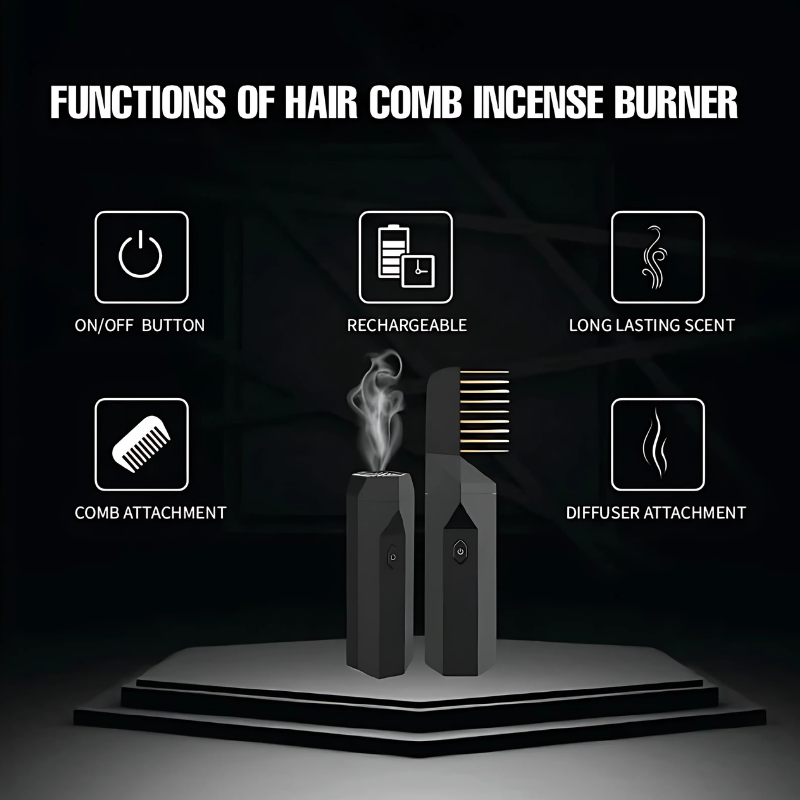 Divine: Rechargeable Bakhoor Natural Fragrance Comb & Electric Incense Diffuser for Hair, Aromatherapy, Meditation & Yoga