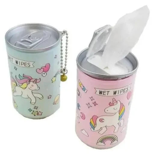 Woopy: Cute Themed Wet Wipes in a Can with Keychain – Portable & Refreshing (Set of 2, 30-Piece Each)