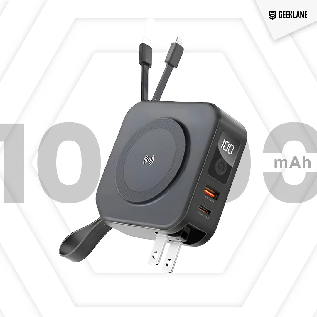 Voyager: Premium All-in-One MagSafe LiPo Power Bank with PD, Built-in Cables & Outlet Prongs for Ultimate Charging Convenience