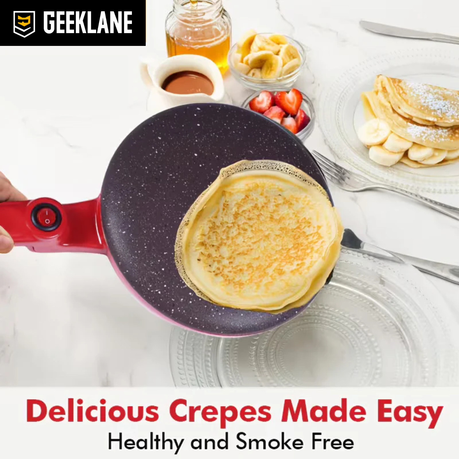 Torti: Instant Electric Crepe Maker with Non-Stick Heating Plate, Portable 8-Inch Griddle for Pancakes, Chapati, Tortilla & Breakfast Cooking