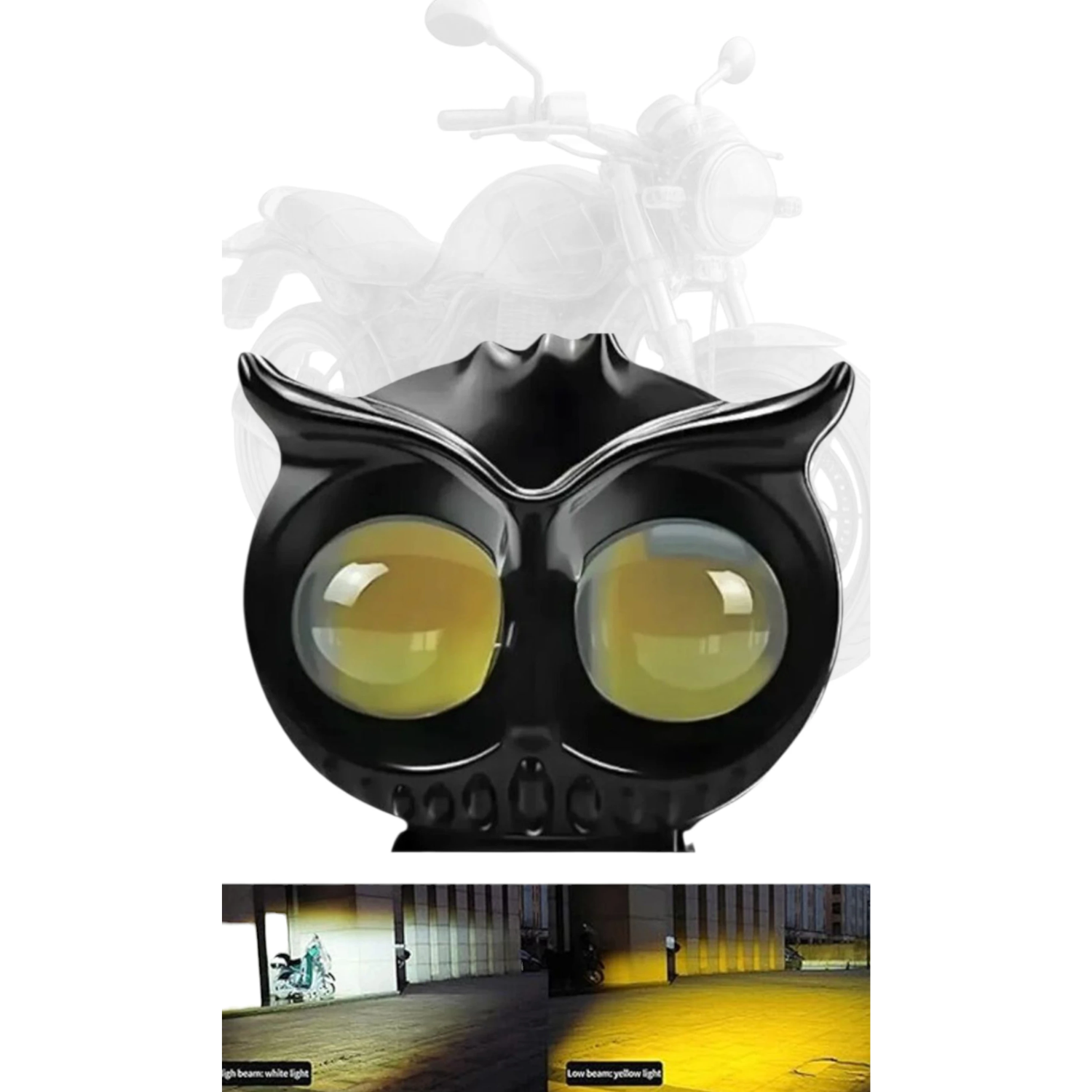 Led OWL Shape Fog Yellow-White light Low & High Beam Compatible all motor bikes Fog Lamp Motorbike LED for Honda, Bajaj, KTM, Hero (12 V, 40 W) (Pulsar 200NS, Pulsar 160 NS DTS-i, Splendor Plus, Apache RTR 160 4V, Shine, Pack of 1)