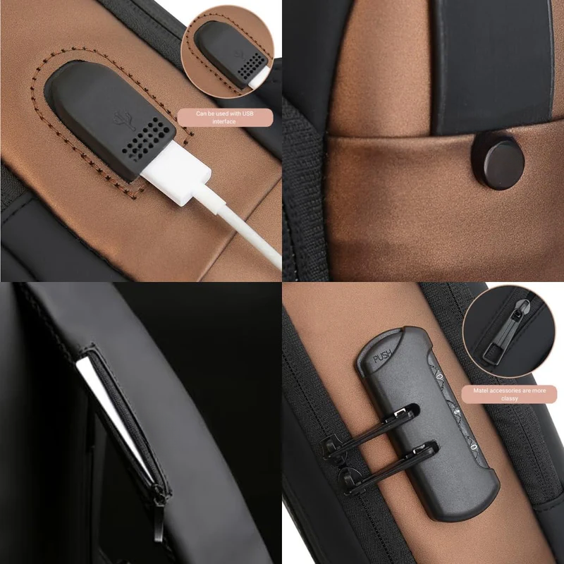Shield: Anti-Theft Crossbody Messenger Sling Bag Waterproof Gadget Chest Bag with TSA Lock & USB Charging Port for Power Bank Attachment