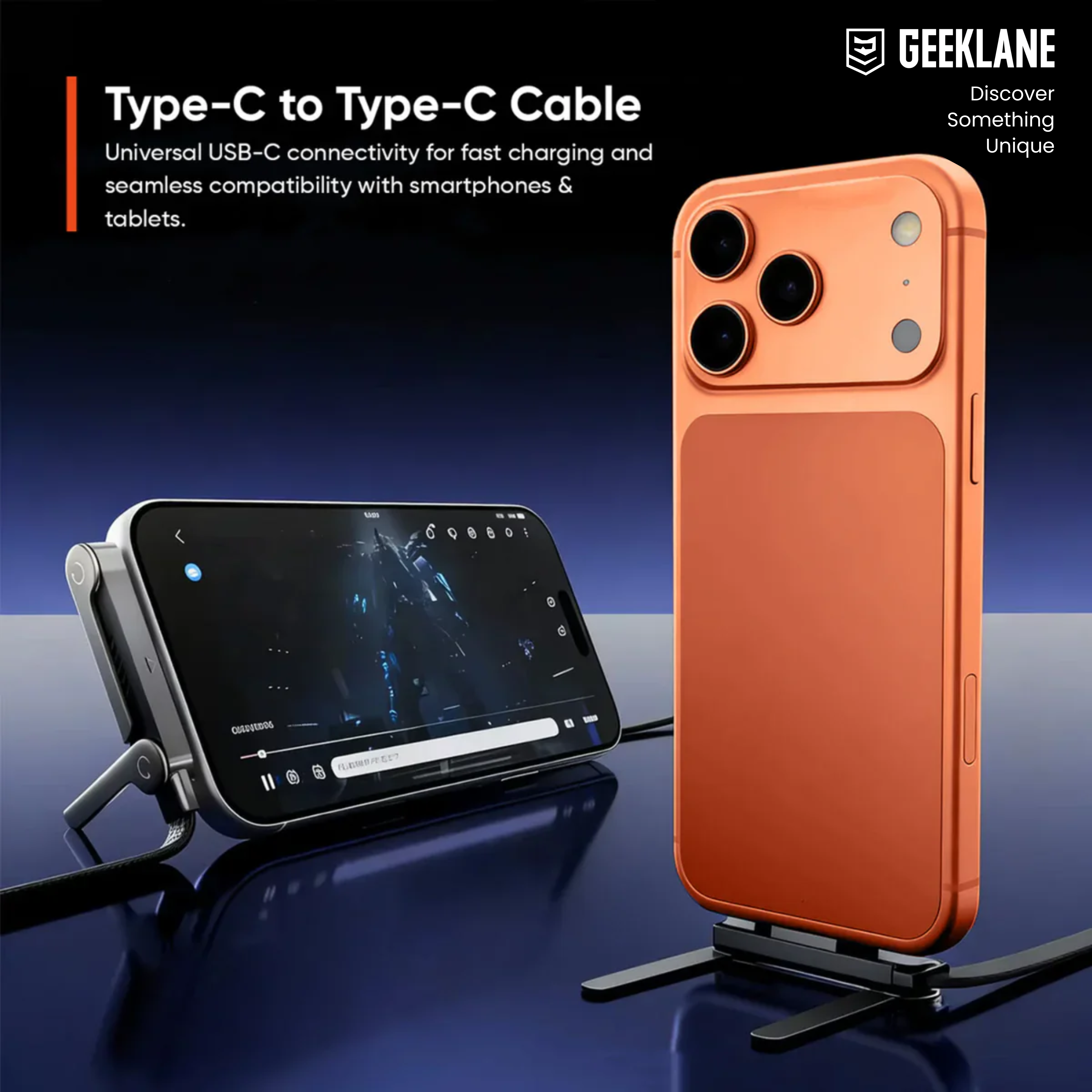 Docky: Charging Cable with Built-in Phone Stand, Fast Charging USB-C Cable with Adjustable Angle Holder for Hands-Free Use