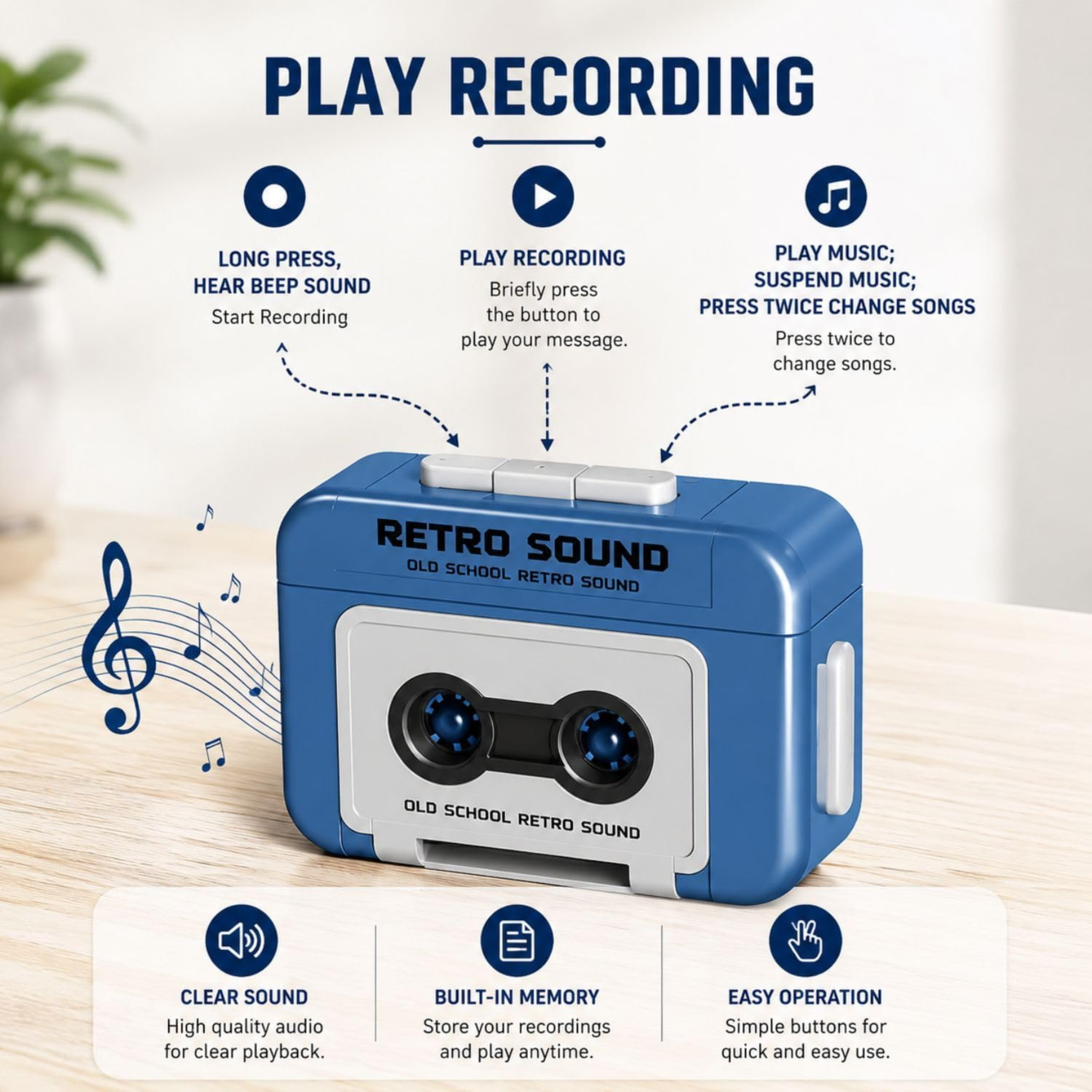Yappy: Mini Retro Recorder Tape Keychain, Voice Recording Keychain with Mini Cassette Design & Built-In Playback Function for Bags, Keys & Collectible Gifts