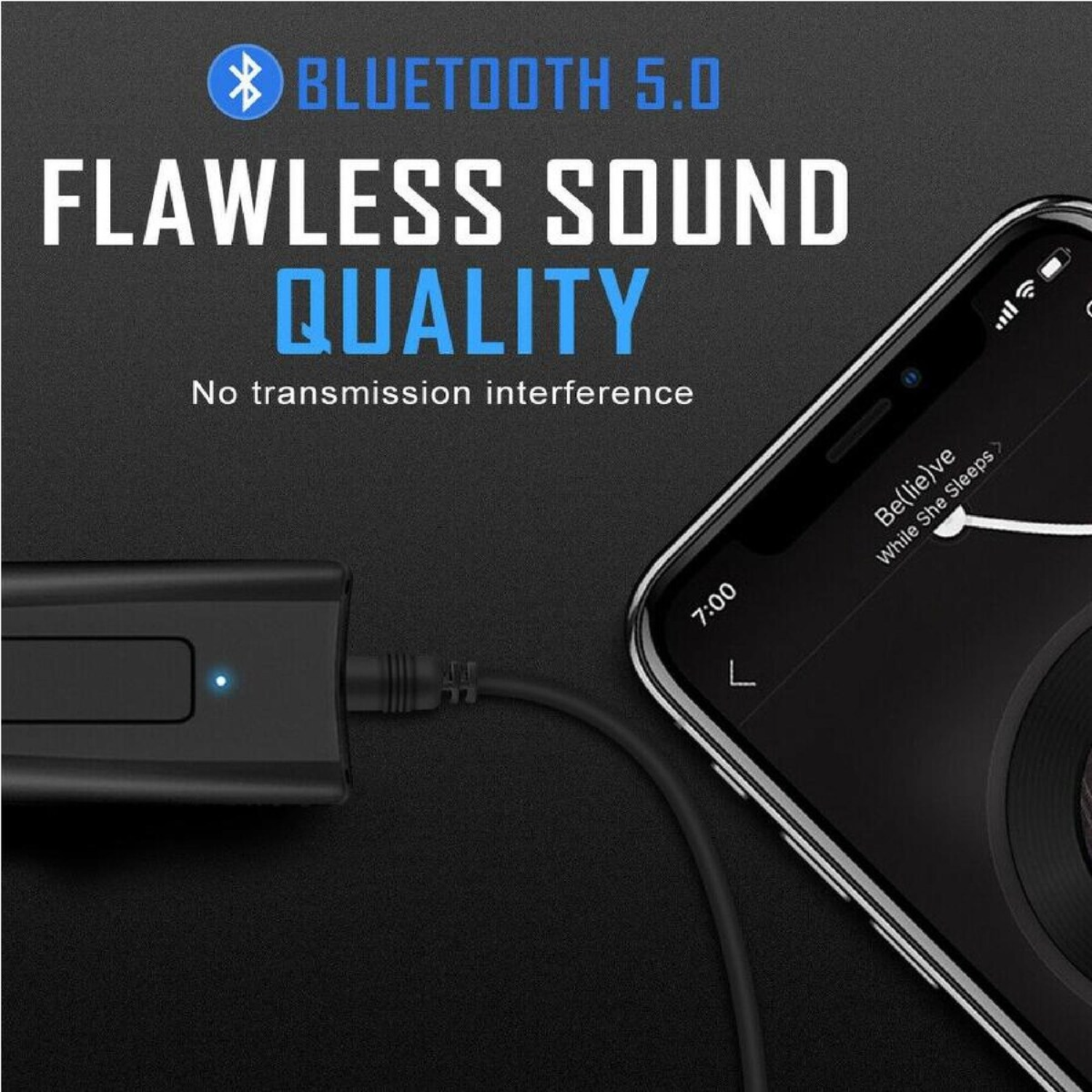 BluSync: Bluetooth Audio Receiver Adapter for Car Head Unit, Wired Speakers & AUX Devices, Wireless 3.5mm AUX Receiver