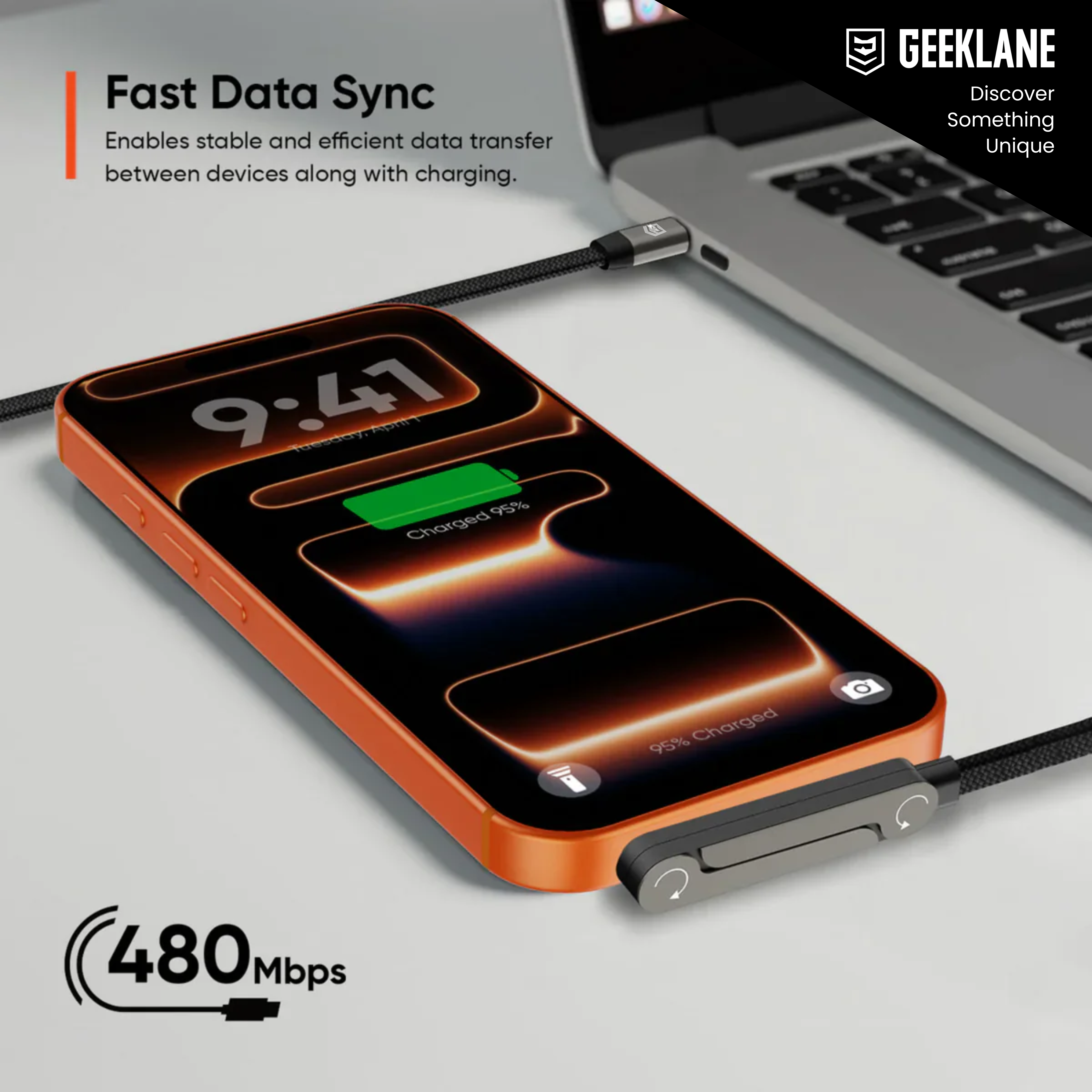 Docky: Charging Cable with Built-in Phone Stand, Fast Charging USB-C Cable with Adjustable Angle Holder for Hands-Free Use