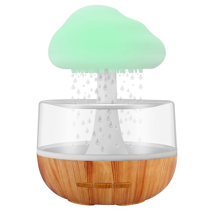 ZenMist: Mindfulness Rain Cloud Humidifier with Water Drop Sounds, 7-Color Night Light & Essential Oil Diffuser for Relaxation & Aromatherapy