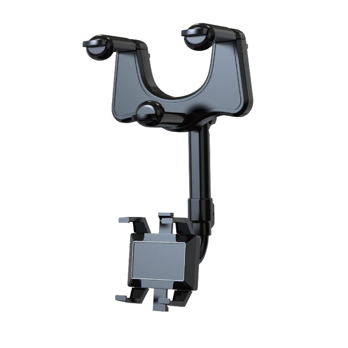 MirrorGrip: 60° Rotating Rearview Mirror Phone Holder with Anti-Shake Cradle & Adjustable Mount for Safe Driving