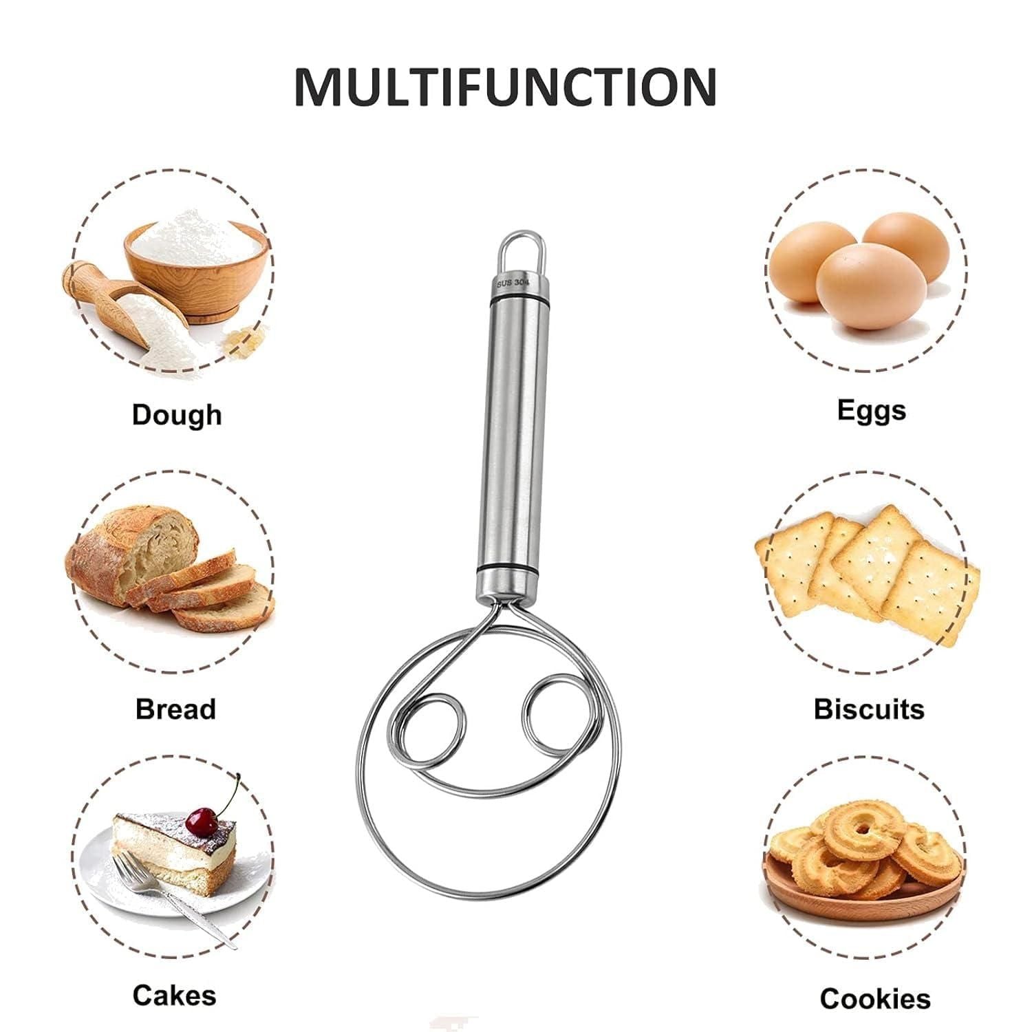 AttaMaker: Convenient & Mess Free Dough Atta Mixer Whisk, Stainless Steel &Easy Cleaning (Set of 2)