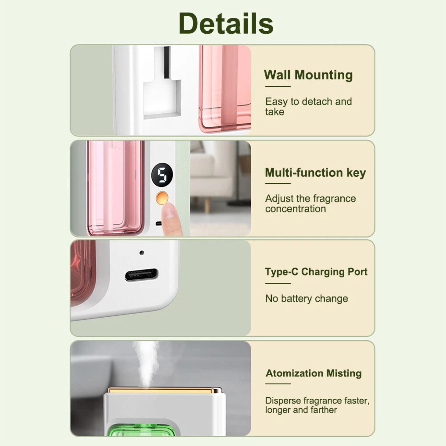Mistiq: Wall-Mounted Automatic Aroma Diffuser with Smart Spray Modes, Rechargeable Aromatherapy Fragrance Machine with Adjustable Mist Settings for Home & Office