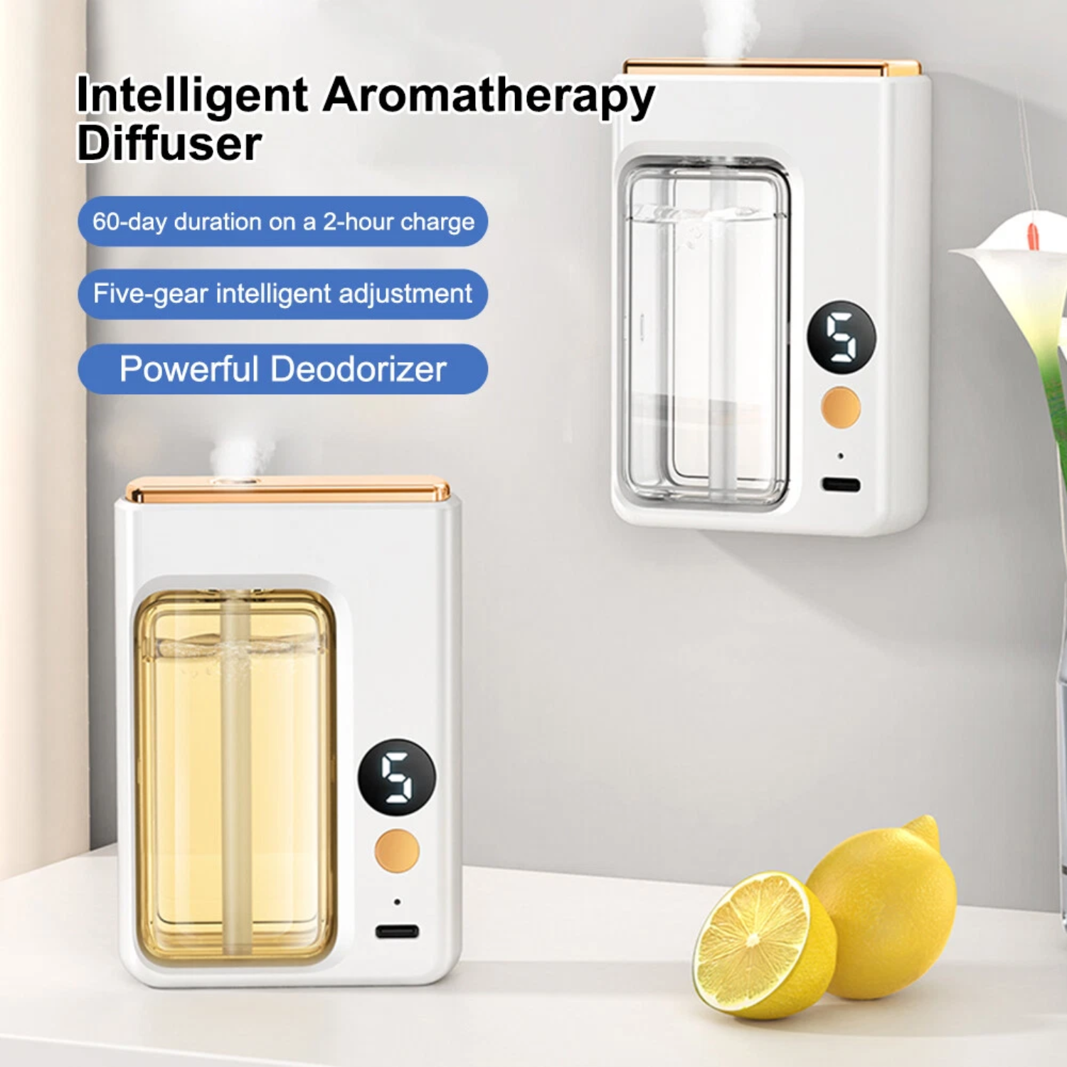 Mistiq: Wall-Mounted Automatic Aroma Diffuser with Smart Spray Modes, Rechargeable Aromatherapy Fragrance Machine with Adjustable Mist Settings for Home & Office