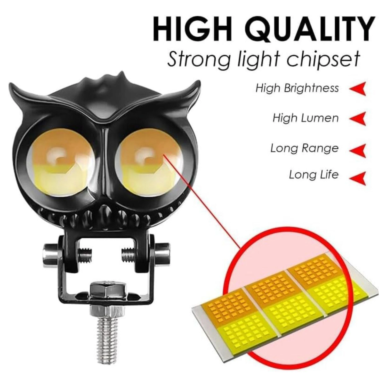 Mini Drive Owl Shape Led Fog Light Projector light Metal Body with On/Off Switch Fog Lamp Motorbike LED (9 V, 20 W) (Universal For Bike, Pack of 2)