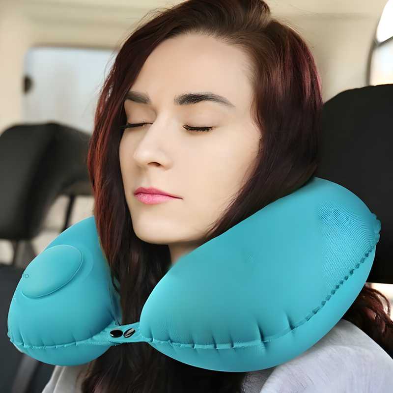 GoNap: Ultimate Inflatable Travel Pillow with Self-Pump, Adjustable U-Shape & Compact Neck Support for Flights & Road Trips