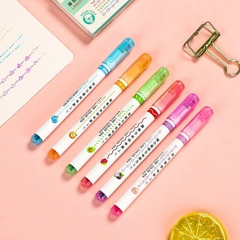 Doodle: 6 Roller Highlighter & Outline Sticker Pens – Magic Border Markers for Scrapbooking, Art & Stationery