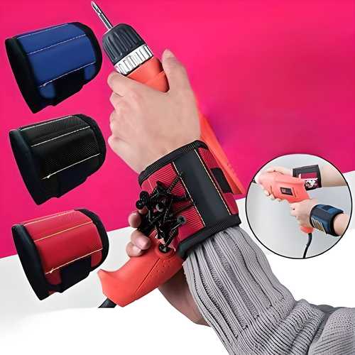 NutMag: Magnetic Wristband for Tools with Strong Adjustable Strap for Holding Screws, Nails, Bolts & Drill Bits