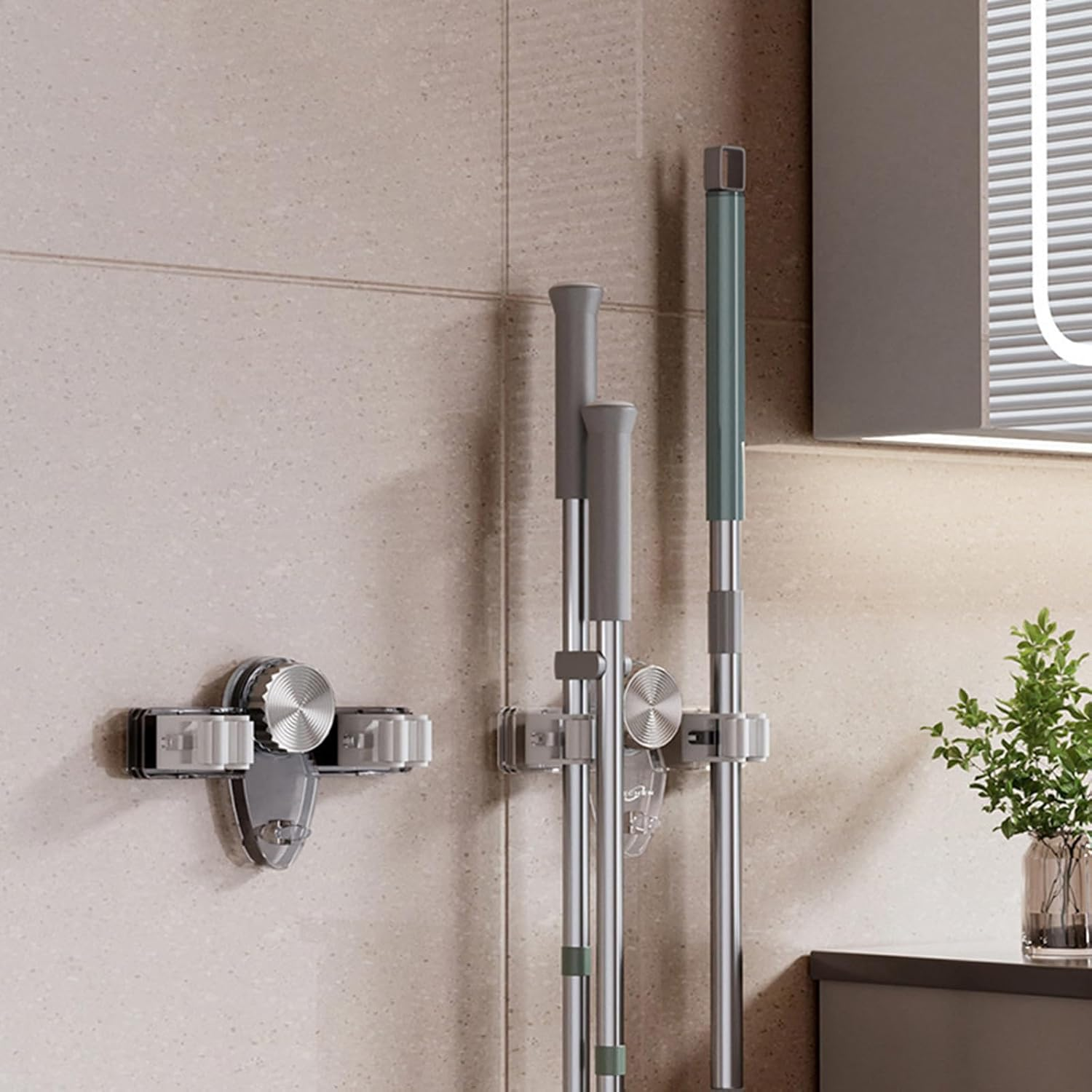 MopMate: Wall-Mounted Storage Organizer for Bathroom, Kitchen & Home Essentials, Sturdy Mop & Broom Holder for Space-Saving Home Organization