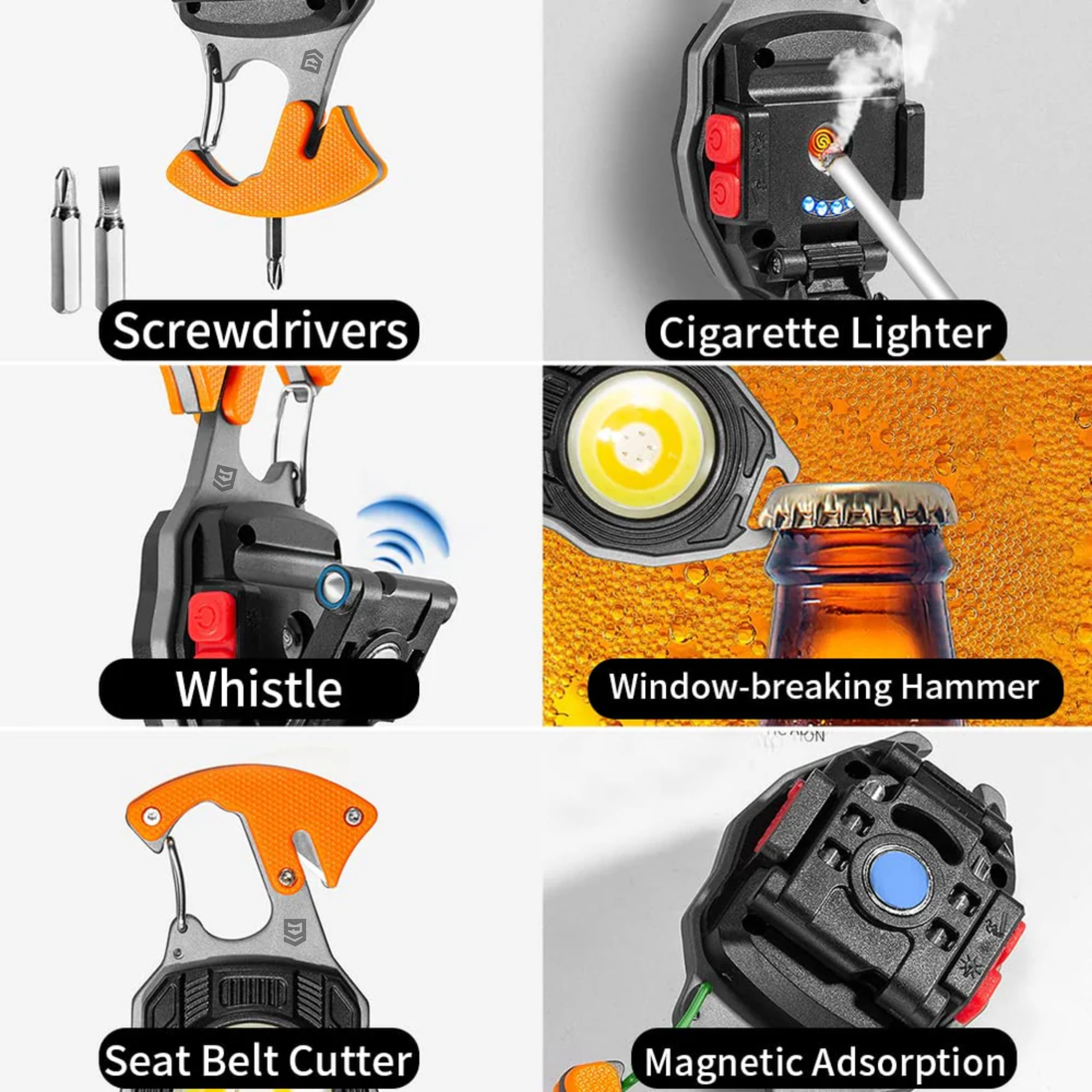 Glowbit: Ultimate 9-in-1 LED Keychain COB Light with Magnetic Base, Multi Tools & USB-C Charging