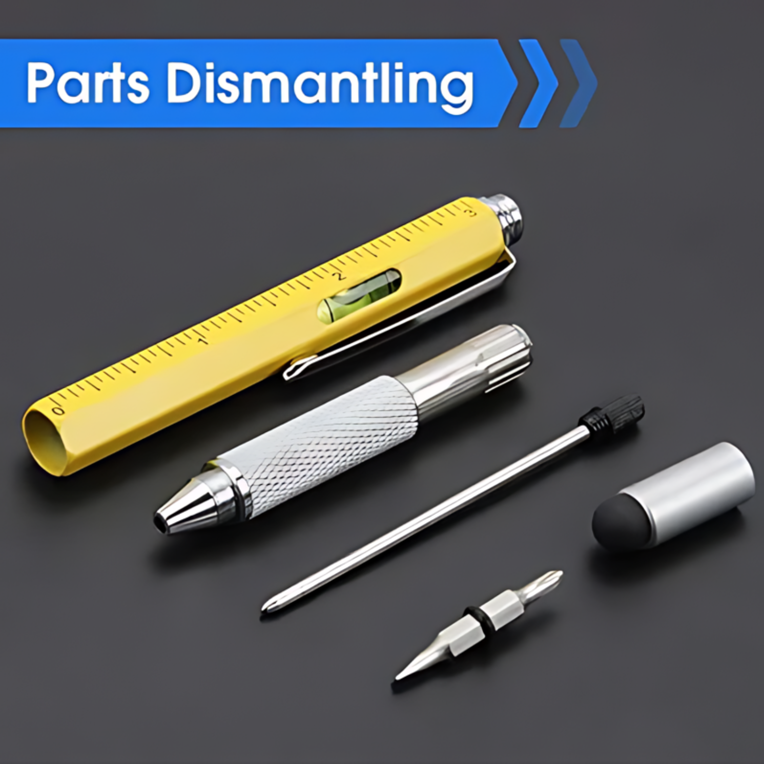 Mech: 5-in-1 Multifunction Tool Pen, Ballpoint Pen with Screwdriver, Touch Stylus, Ruler, Spirit Level & Multi-Tool Functions for Everyday Use & Gifting