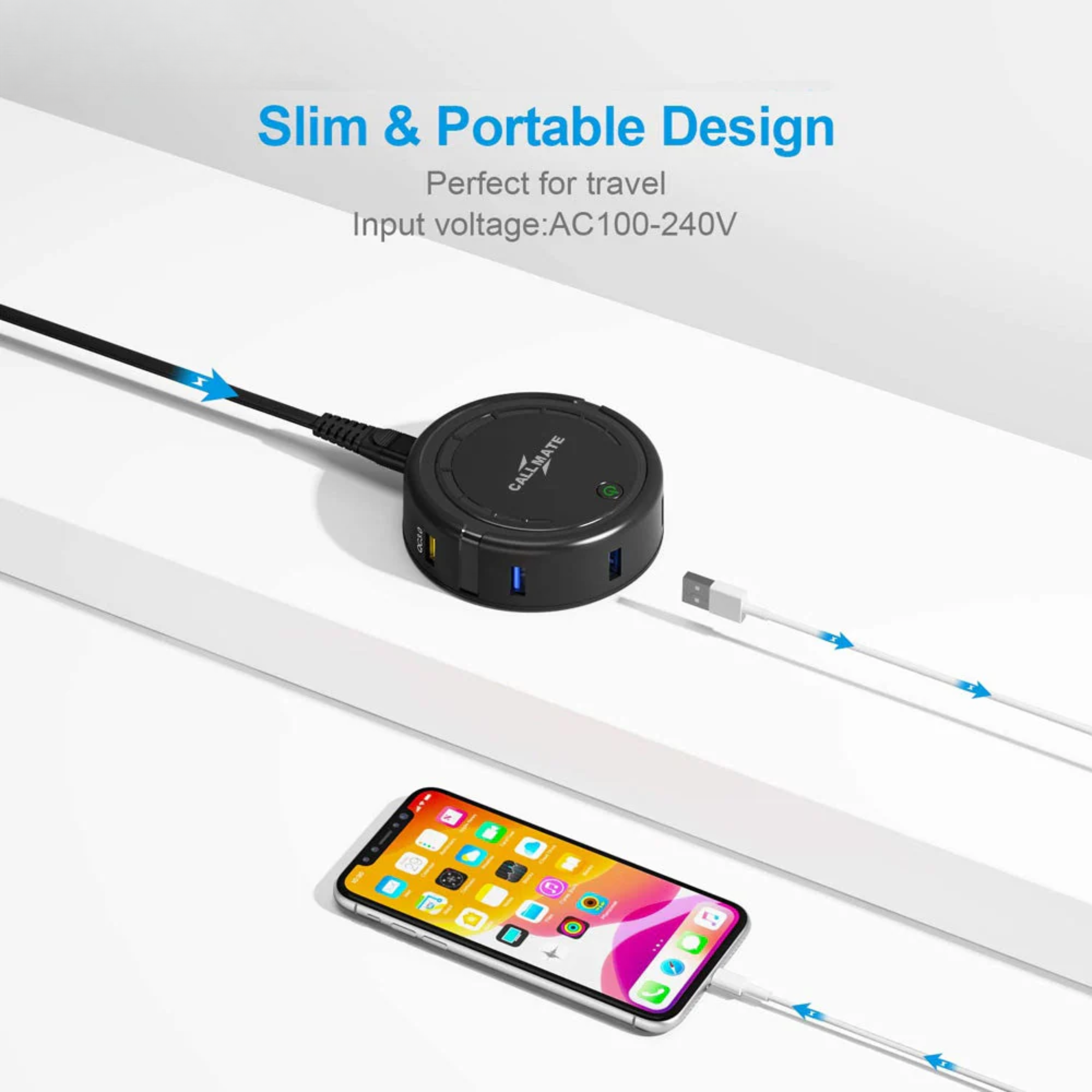 Hubio: Wireless QC 3.0 Multi-Device Charging Station with 5 USB Ports & Built-In Charging Pad