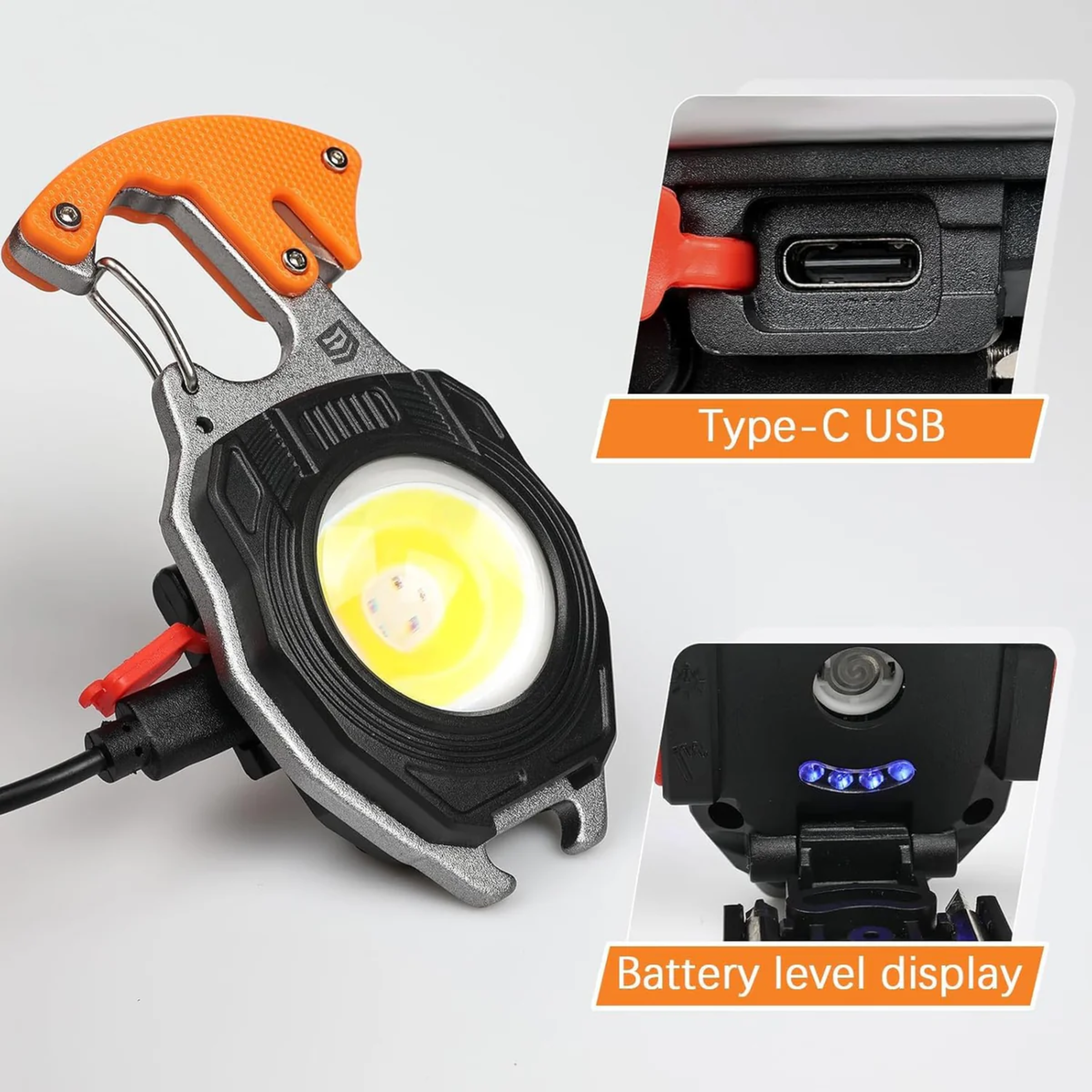 Glowbit: Ultimate 9-in-1 LED Keychain COB Light with Magnetic Base, Multi Tools & USB-C Charging