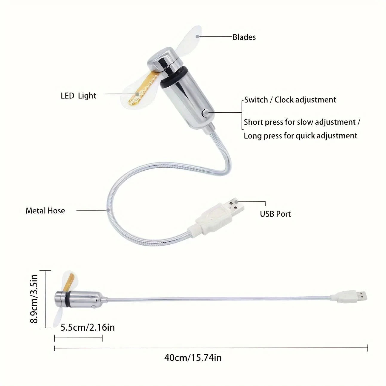 MsgFan: USB Powered LED Fan with Custom Message Programmable Display & Flexible Gooseneck, Ideal for Romantic, Cute Messages & Gifting with Clock