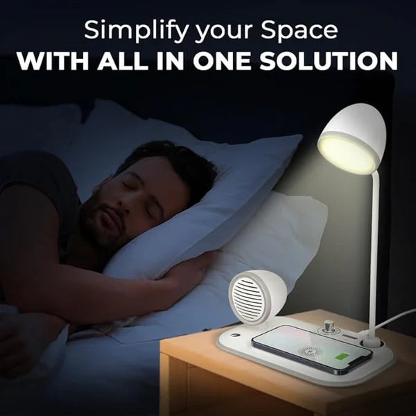 Zylo: 3-in-1 Desk Lamp with 15W Wireless Charger, 10W Bluetooth Speaker & Adjustable tactile Brightness Knob