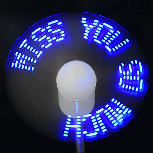 MsgFan: USB Powered LED Fan with Custom Message Programmable Display & Flexible Gooseneck, Ideal for Romantic, Cute Messages & Gifting with Clock