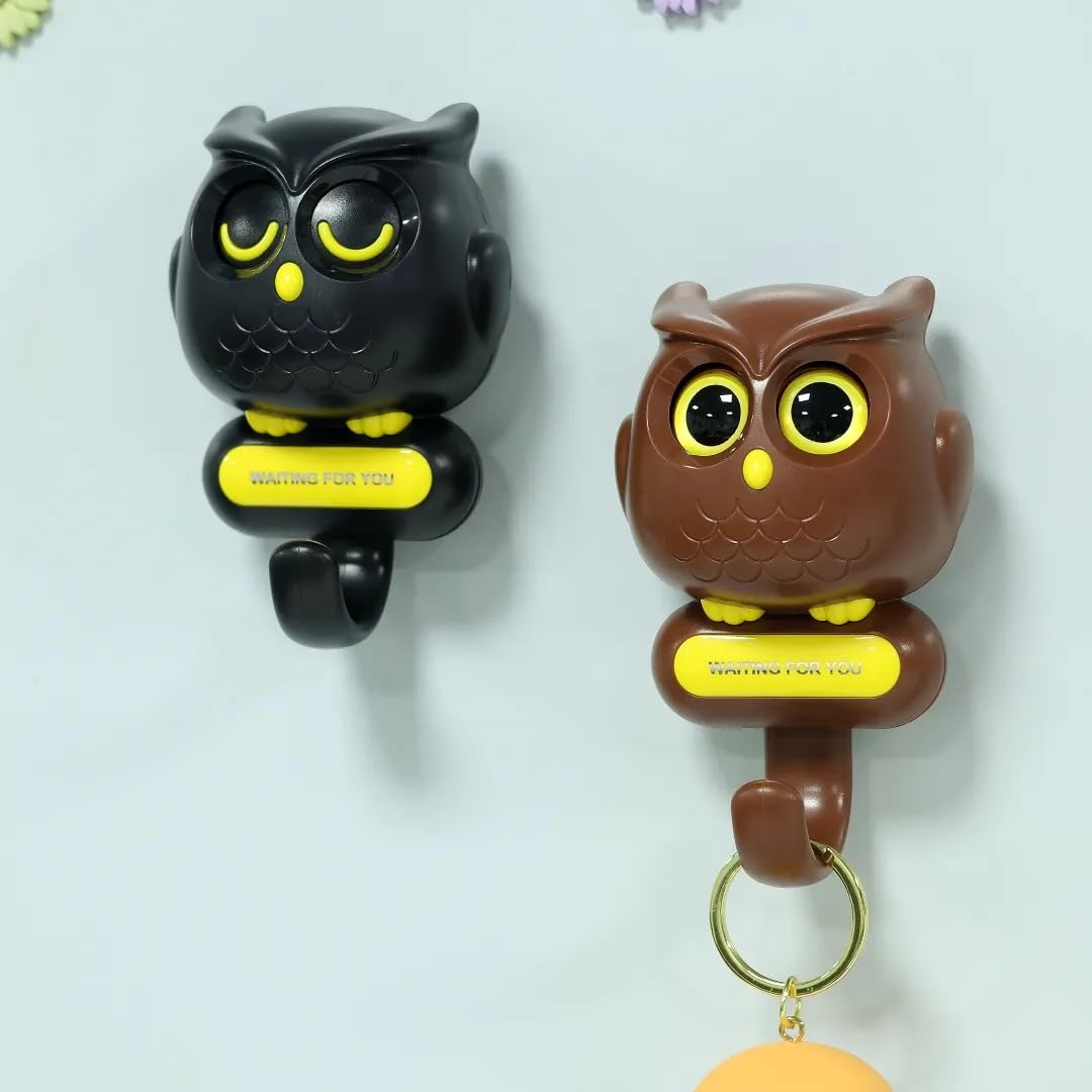 Kowl: Owl-Shaped Wall Hook with Blinking Eyes & Self-Adhesive Design for Keys, Bags & Home Décor