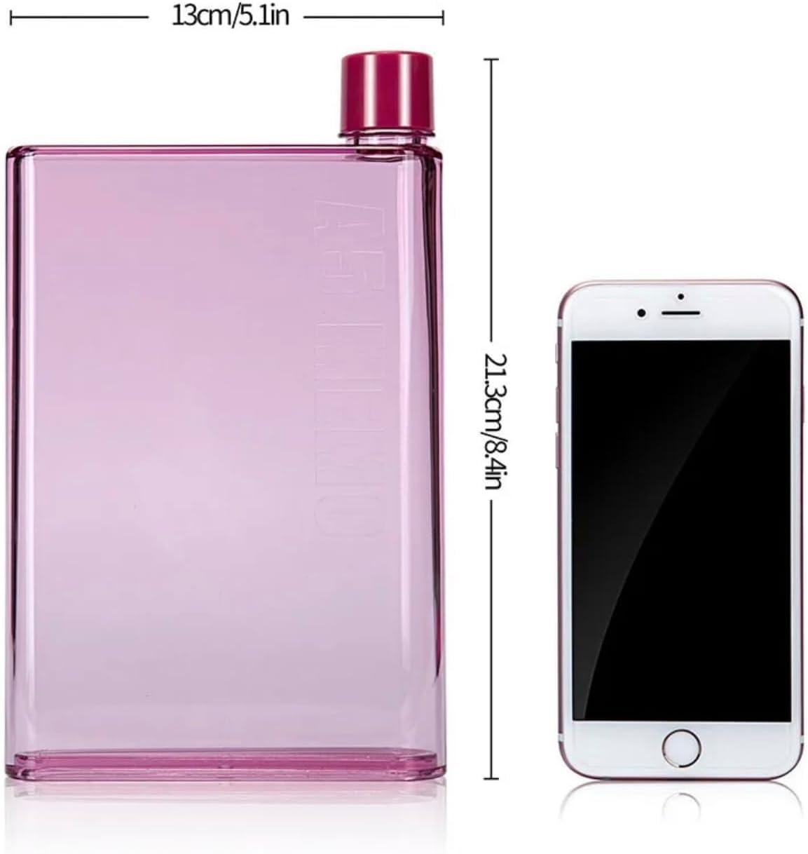 SlimSip: Ultra-Slim A5 Memo Bottle (420ml) – BPA-Free Flat Water Bottle for Easy Carry in Bags & Backpacks