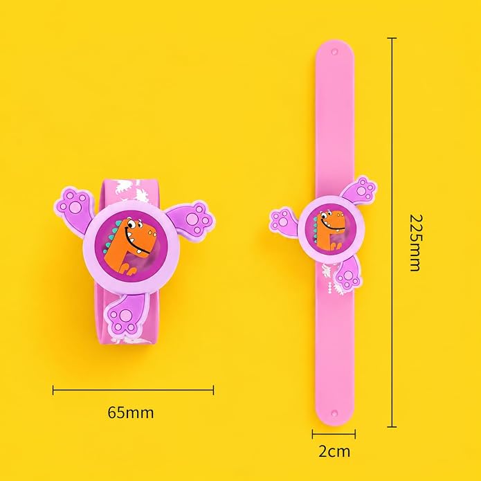 Tooni: Cartoon LED Light-Up Slap Band Bracelet with Rotating Spinner Top & Greeting Card, Fun Character Wristband for Kids