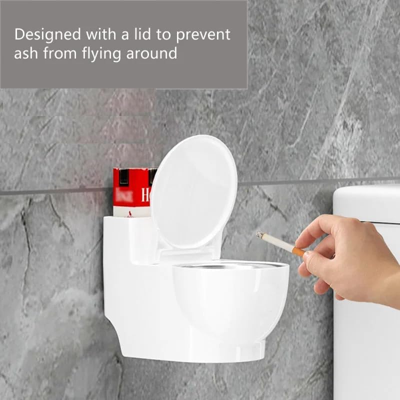 Relief: WC-Shaped Multi-Function Ashtray with Storage & Built-In Holder for Home, Office & Outdoor Use