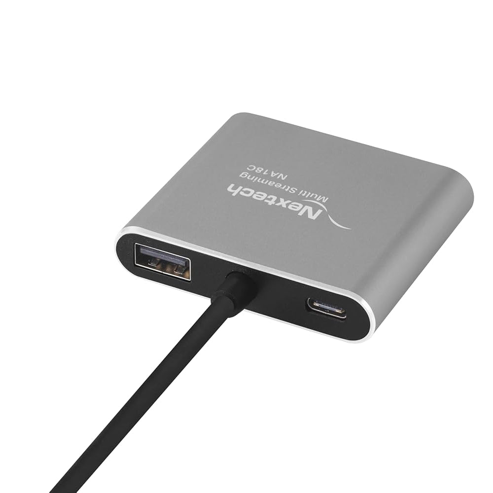 Nextech 4-in-1 USB-C to Dual HDMI Adapter – Dual Display 4K@60Hz Single / 4K@30Hz Dual, MST Support (Windows), macOS Mirror Mode Supported, 100W PD Charging, USB Port – Type-C Dock for macbook