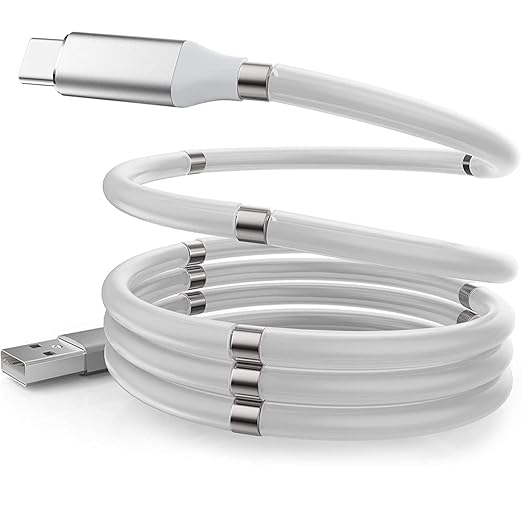 LoopX: Self-Winding Magnetic Type-C Charging & Data Cable with Fast Charging, Tangle-Free Design & Durable Build