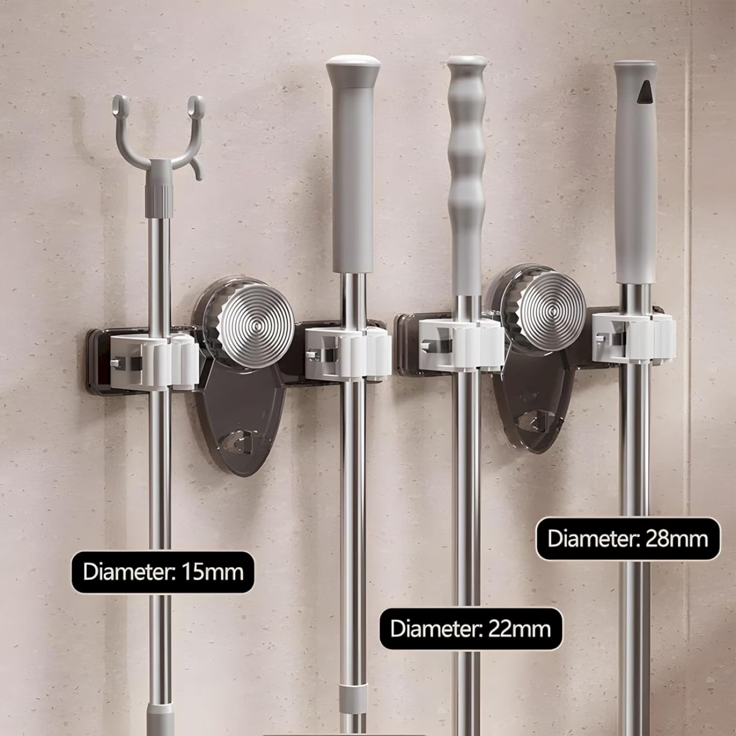 MopMate: Wall-Mounted Storage Organizer for Bathroom, Kitchen & Home Essentials, Sturdy Mop & Broom Holder for Space-Saving Home Organization