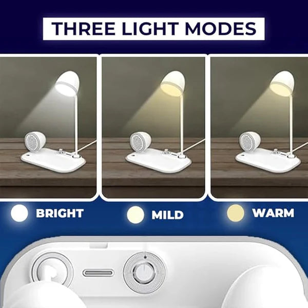Zylo: 3-in-1 Desk Lamp with 15W Wireless Charger, 10W Bluetooth Speaker & Adjustable tactile Brightness Knob