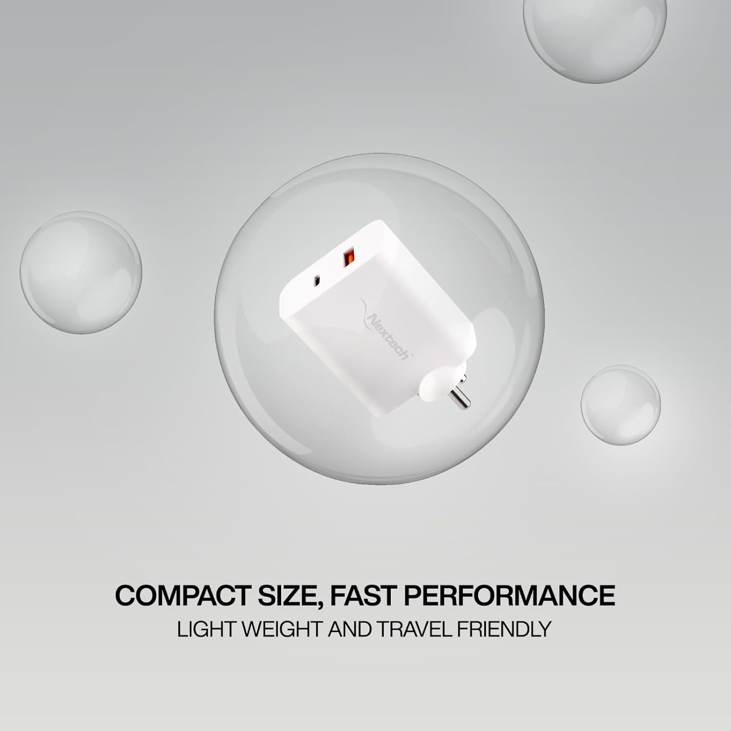 Nextech 65W PDQC PPS Technology Universal Charger for Macbooks, Laptops, Smartphones, Tablets (White)