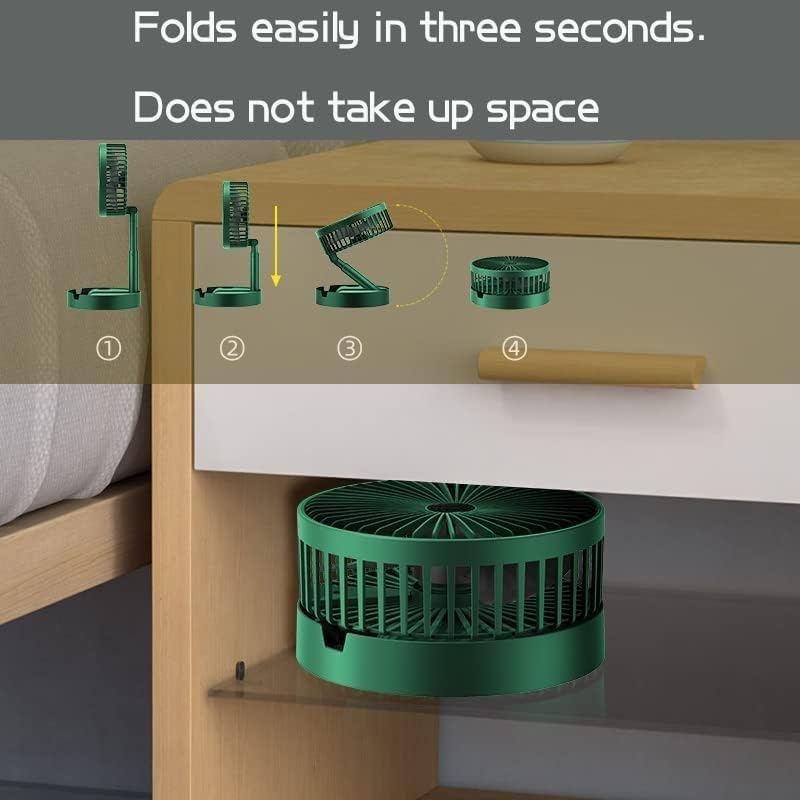 Chillie: Portable USB-C Desk Fan with 3 Speeds, Phone Holder & 2000mAh Rechargeable – Compact Folding Design with Adjustable Height for Home, Office & Travel