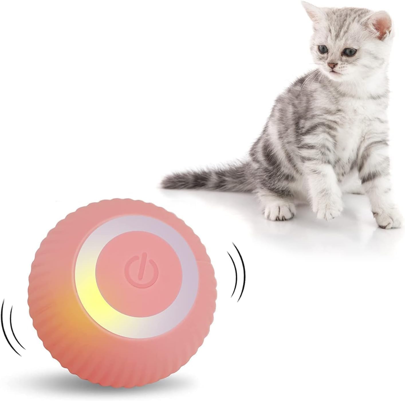 Pounce: Interactive LED Cat Toy Ball with 360° Rotating Motion, Smart Obstacle Avoidance & Rechargeable Design