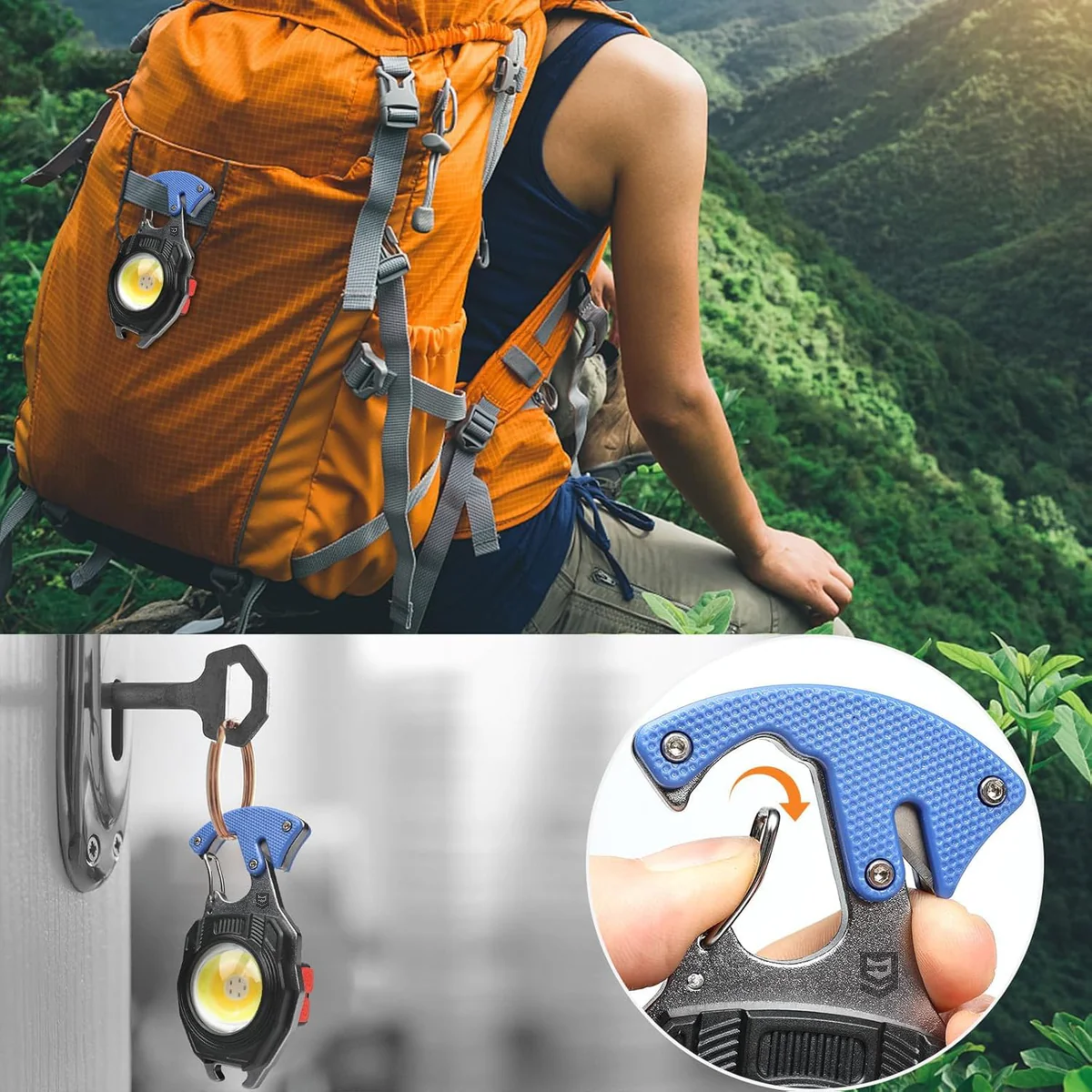 Glowbit: Ultimate 9-in-1 LED Keychain COB Light with Magnetic Base, Multi Tools & USB-C Charging