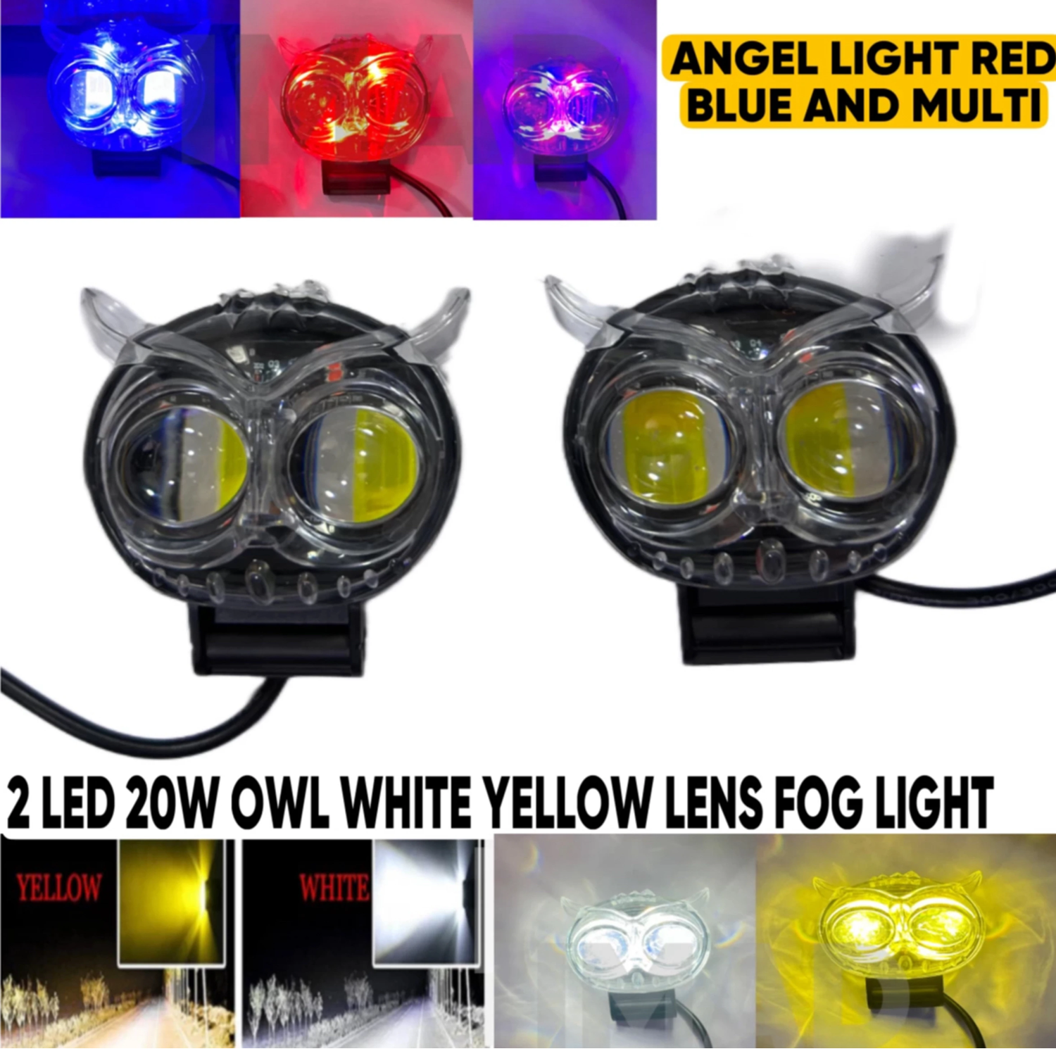 Owl led light (pack of 2 pc) for universal all bikes and cars Fog Lamp Motorbike LED (12 V, 20 W) (Universal For Bike, Pack of 2)