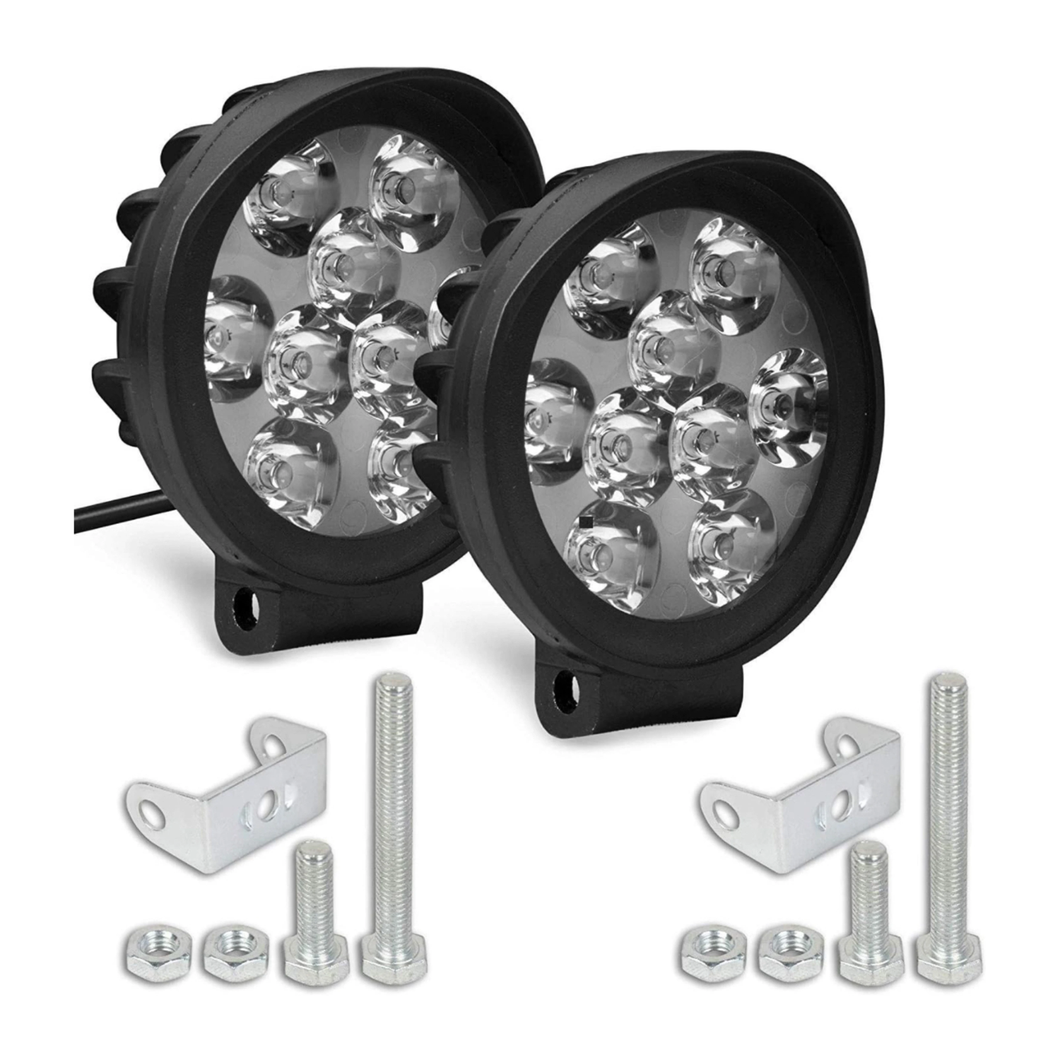 9 LED 27W Anti Fog White Spot Light Auxiliary Light with Switch Fog Lamp Motorbike LED (12 V, 27 W) (Universal For Bike, Pack of 2)