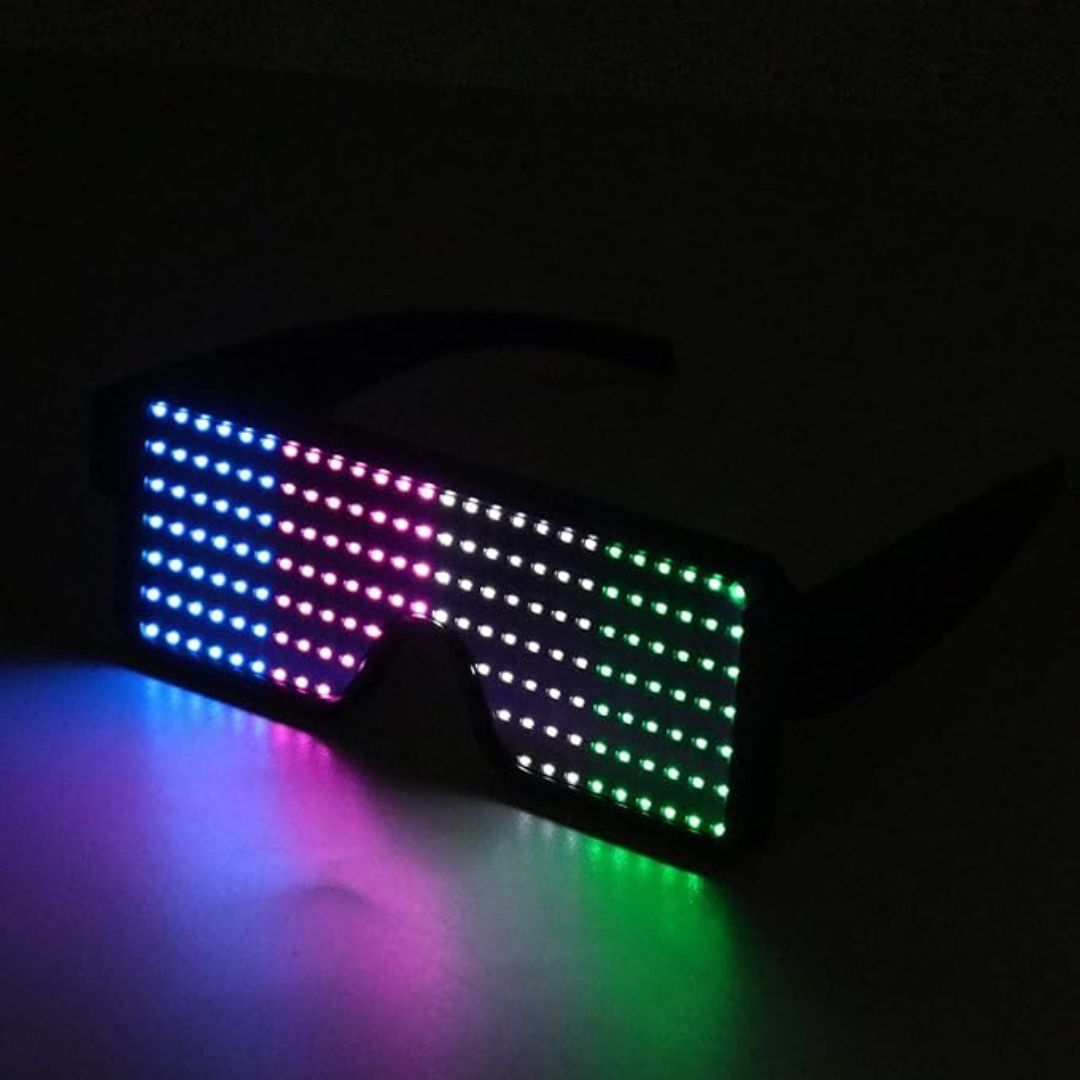 RaveX: USB Rechargeable LED Party Glasses with Dynamic Neon Glow, 11 Patterns & Flashing Modes for Concerts & Nightclubs