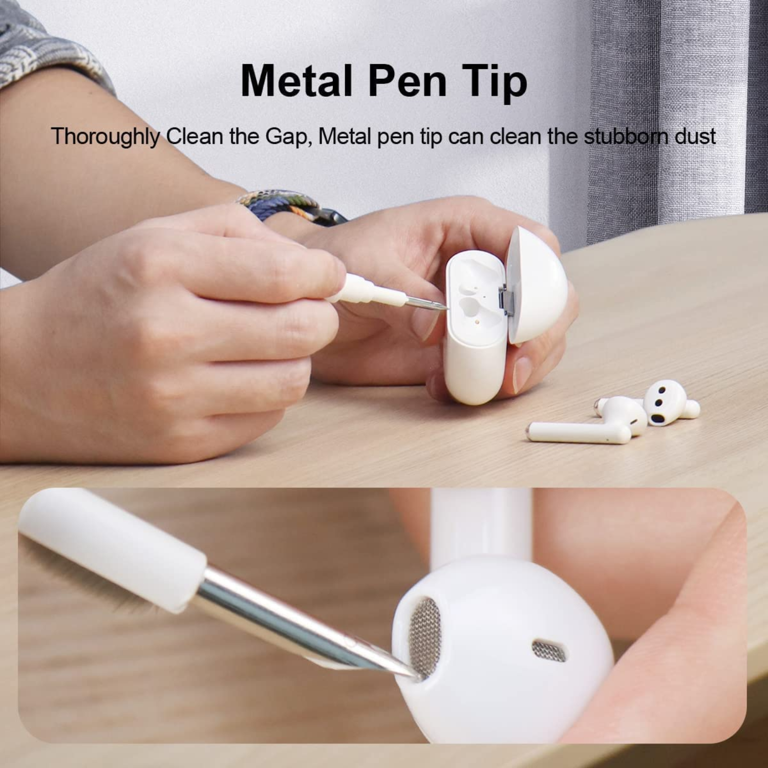 CleanTip: 3-in-1 Earbuds & AirPods Cleaning Pen - Precision Cleaning Tool with Soft Brush, Tip & Sponge