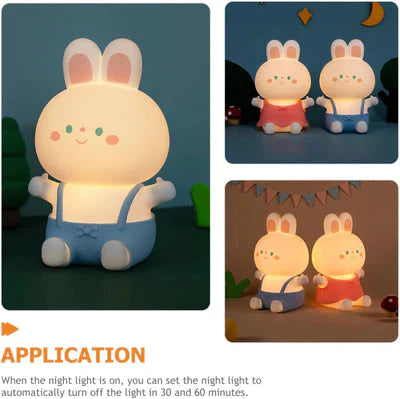 BunnyGlow: Adorable Silicone LED Night Lamp for Kids with Warm & Cozy Light, USB Rechargeable, Soft & Squishy Kawaii Bunny Design