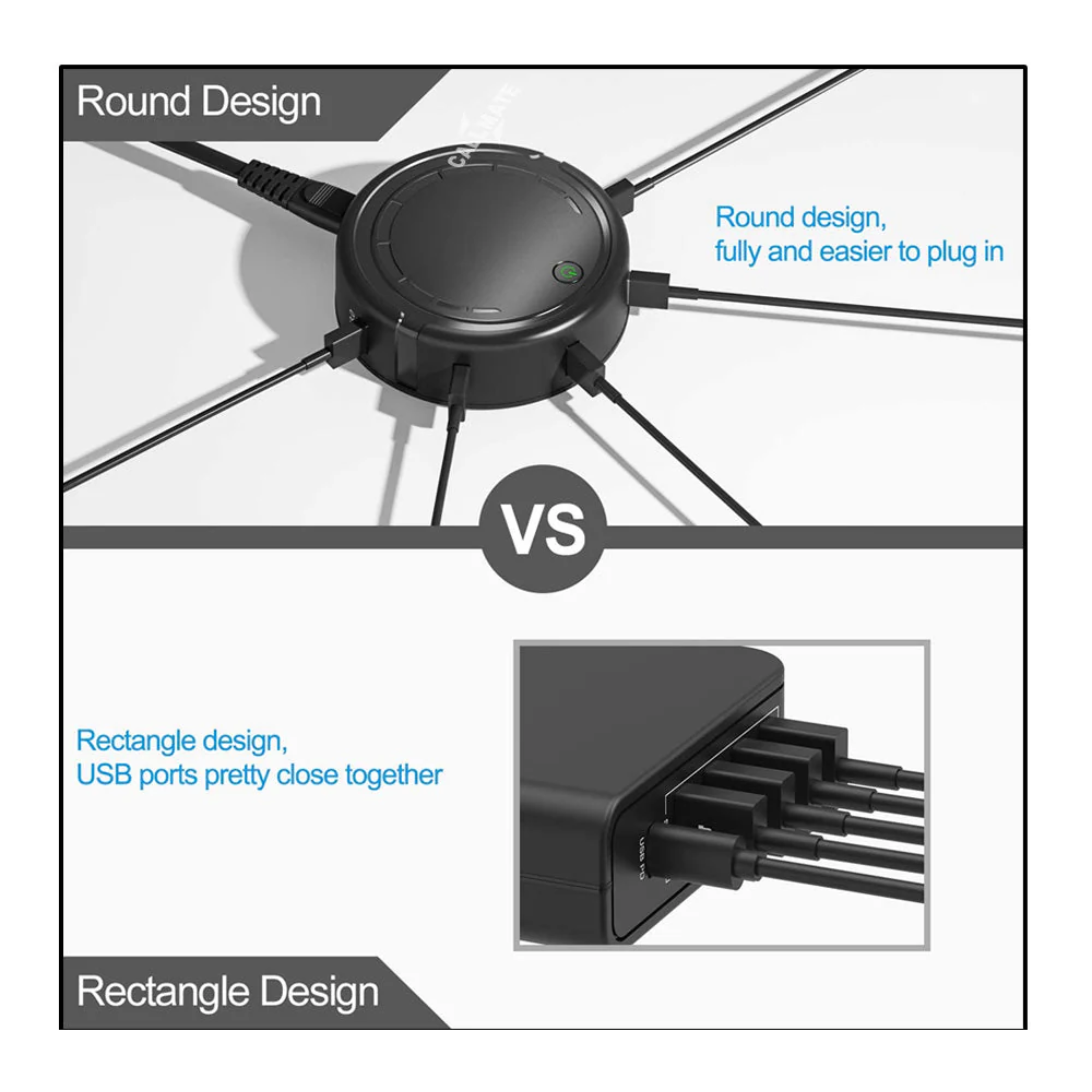 Hubio: Wireless QC 3.0 Multi-Device Charging Station with 5 USB Ports & Built-In Charging Pad