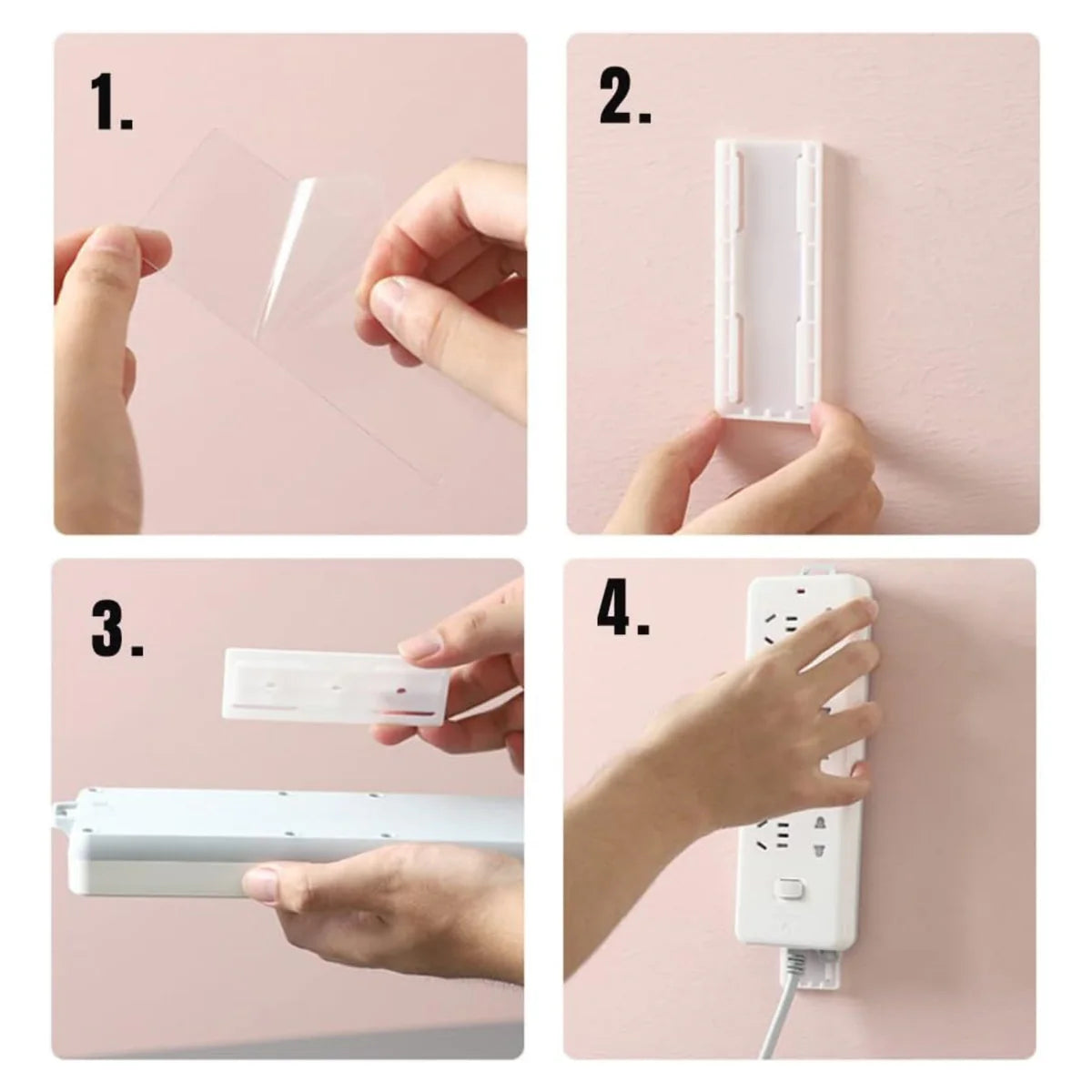 Mountiq: Punch-Free Adhesive Power Strip & Plug Holder Organizer – Wall-Mounted Self-Adhesive for Power Strips, WiFi Router, Switch Board & Cable Boxes (Pack of 2)