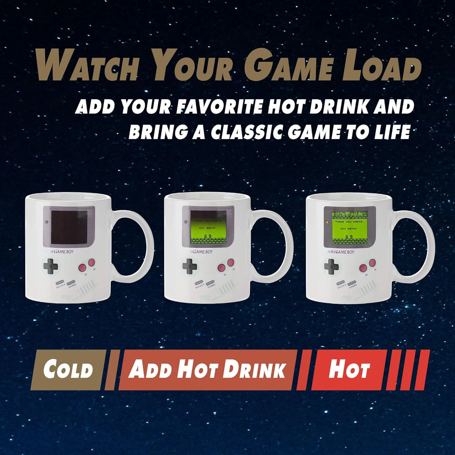 RetroSip: Gameboy-Inspired Heat Sensitive Ceramic Mug, Color-Changing Display with 3D Buttons, Classic Nintendo Design for Coffee, Tea & Gamer Gifting