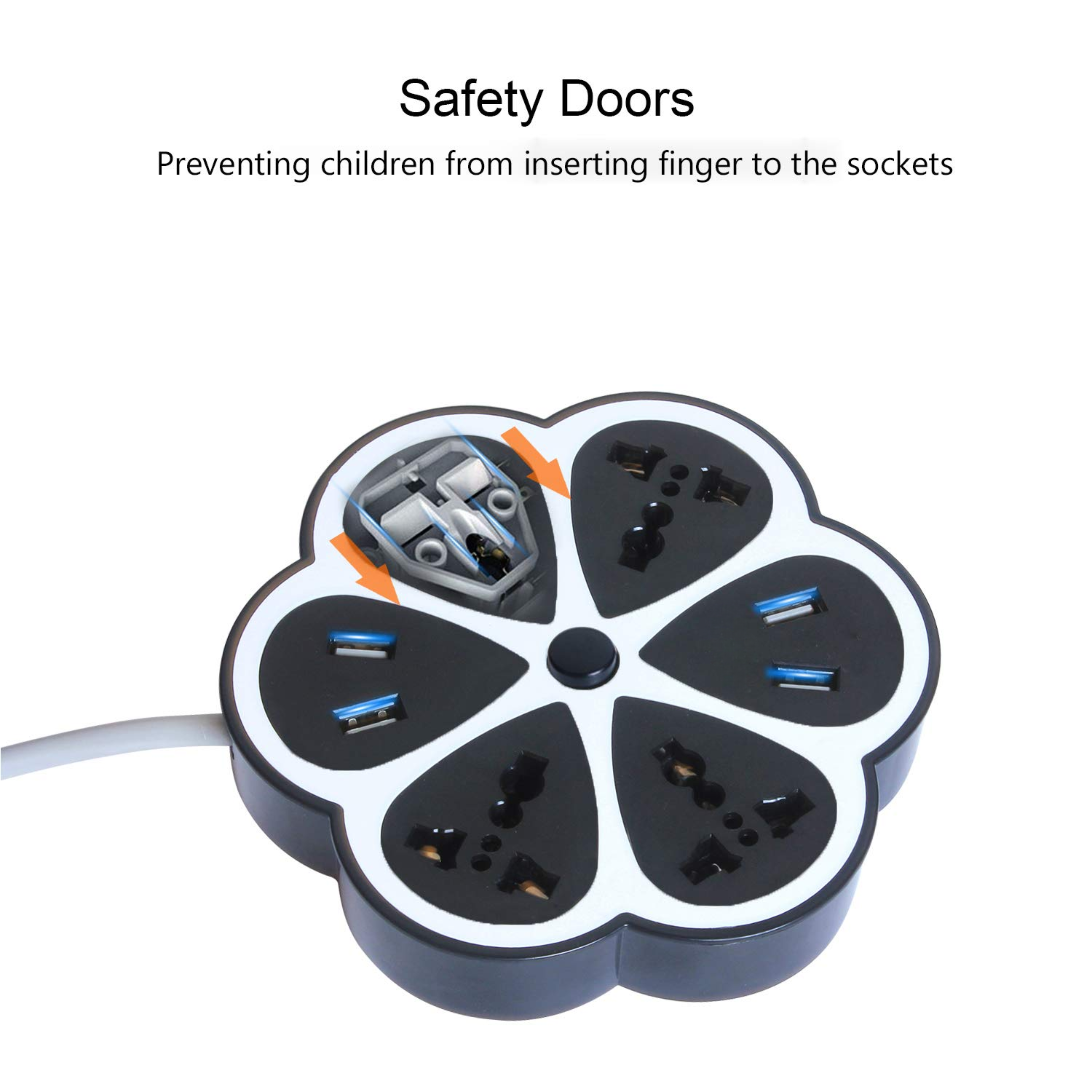 PowerHub: Multi-Socket Extension Board with 4 Power Outlets, 4 USB Ports & Power Switch for Home and Office Charging