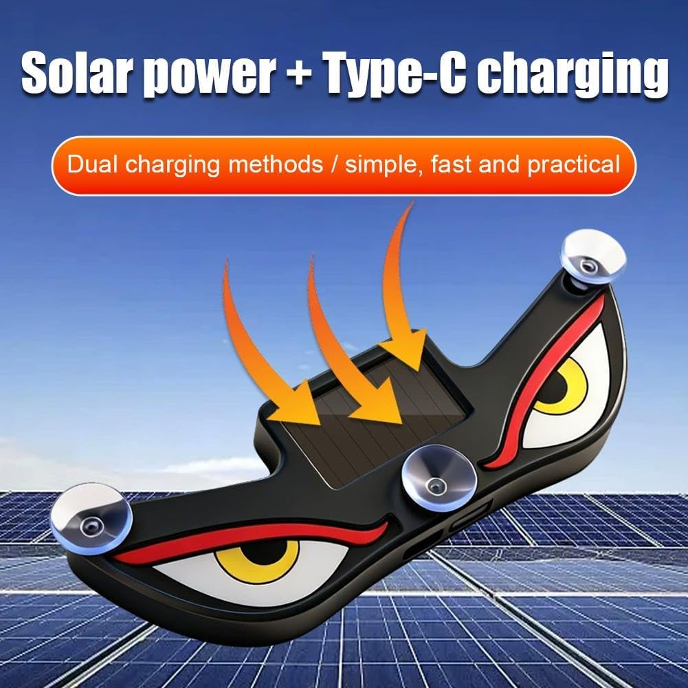EvilEye: Solar-Powered Devil Eye LED Car Window Light with Wireless Triangle Design, Energy-Efficient Night Glow & Automotive Window Decoration